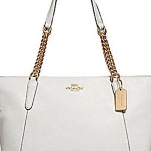Coach pebbled leather Ava gold chain tote purse